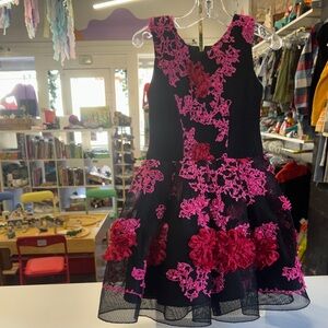 Zoe Ltd Black Dress with Pink Floral Accents